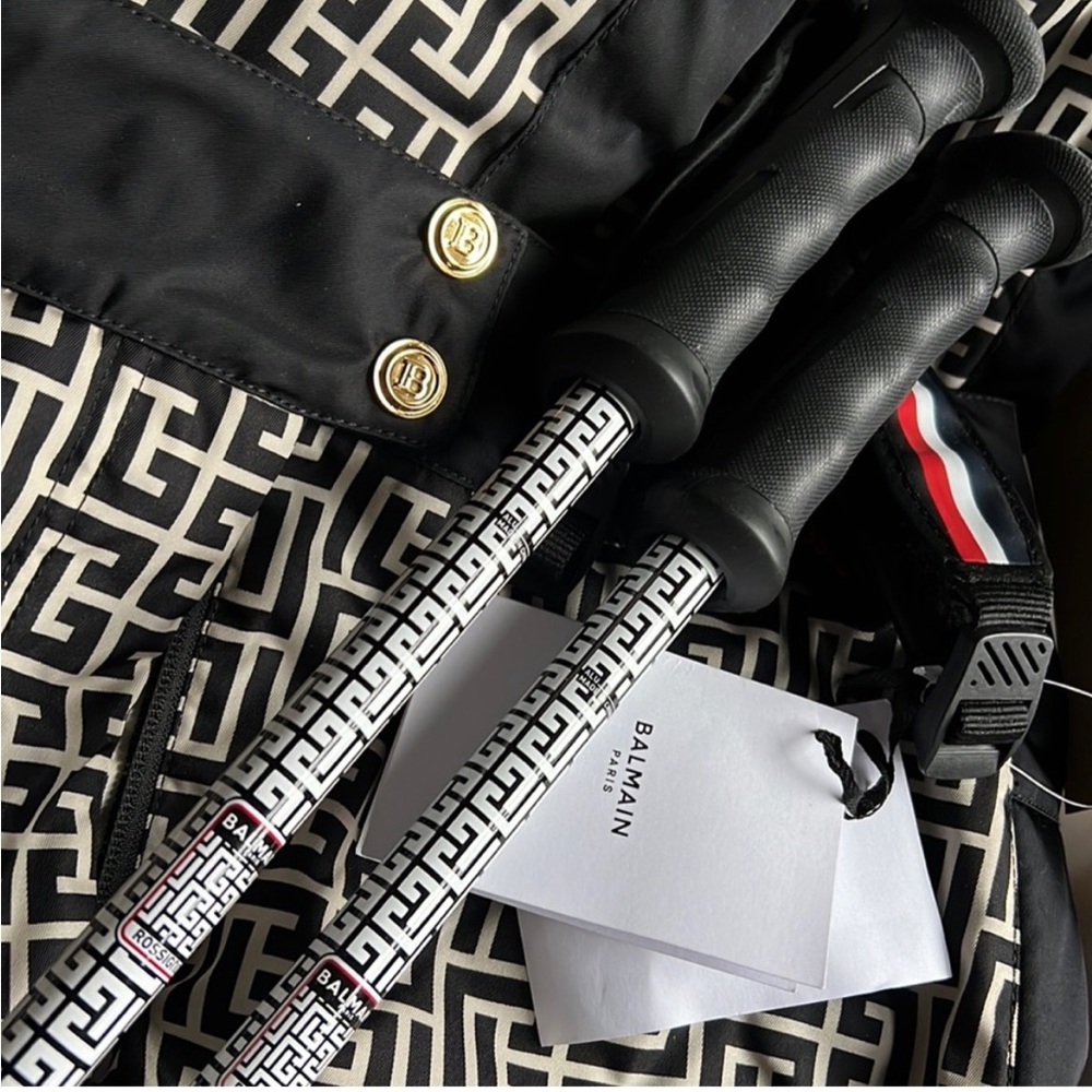 BALMAIN SKI POLES LIMITED EDITION With Monogram Pattern - NEW Adjustable POLES
